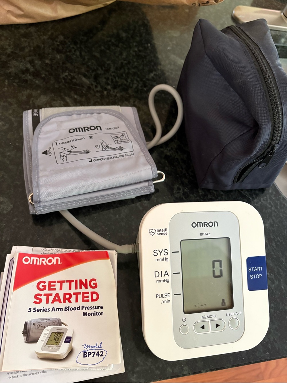 OMRON BP742 Digital Arm Blood Pressure Monitor in White and Light Gray
